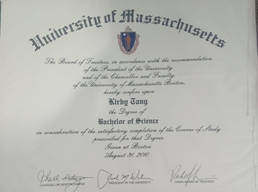 Physical Evidence: School Umass Boston –My Life